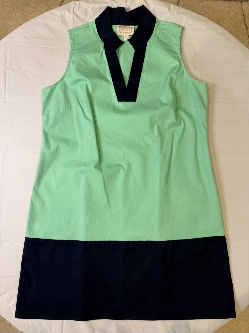 STS Sail to Sable Women’s XL Mint Green Navy Colorblock Sleeveless Shift Dress